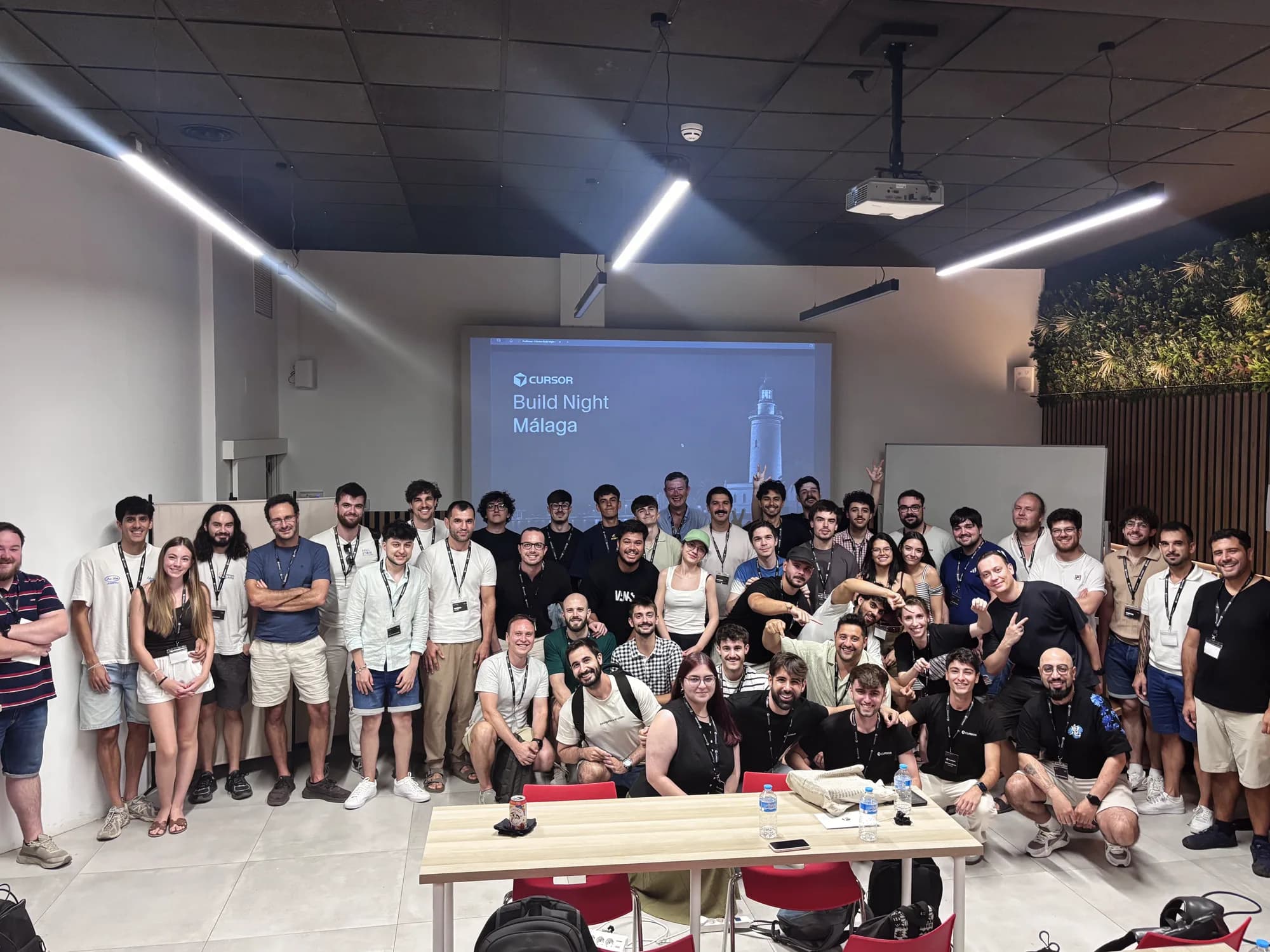 Participants and organizers at Cursor Build Night Málaga