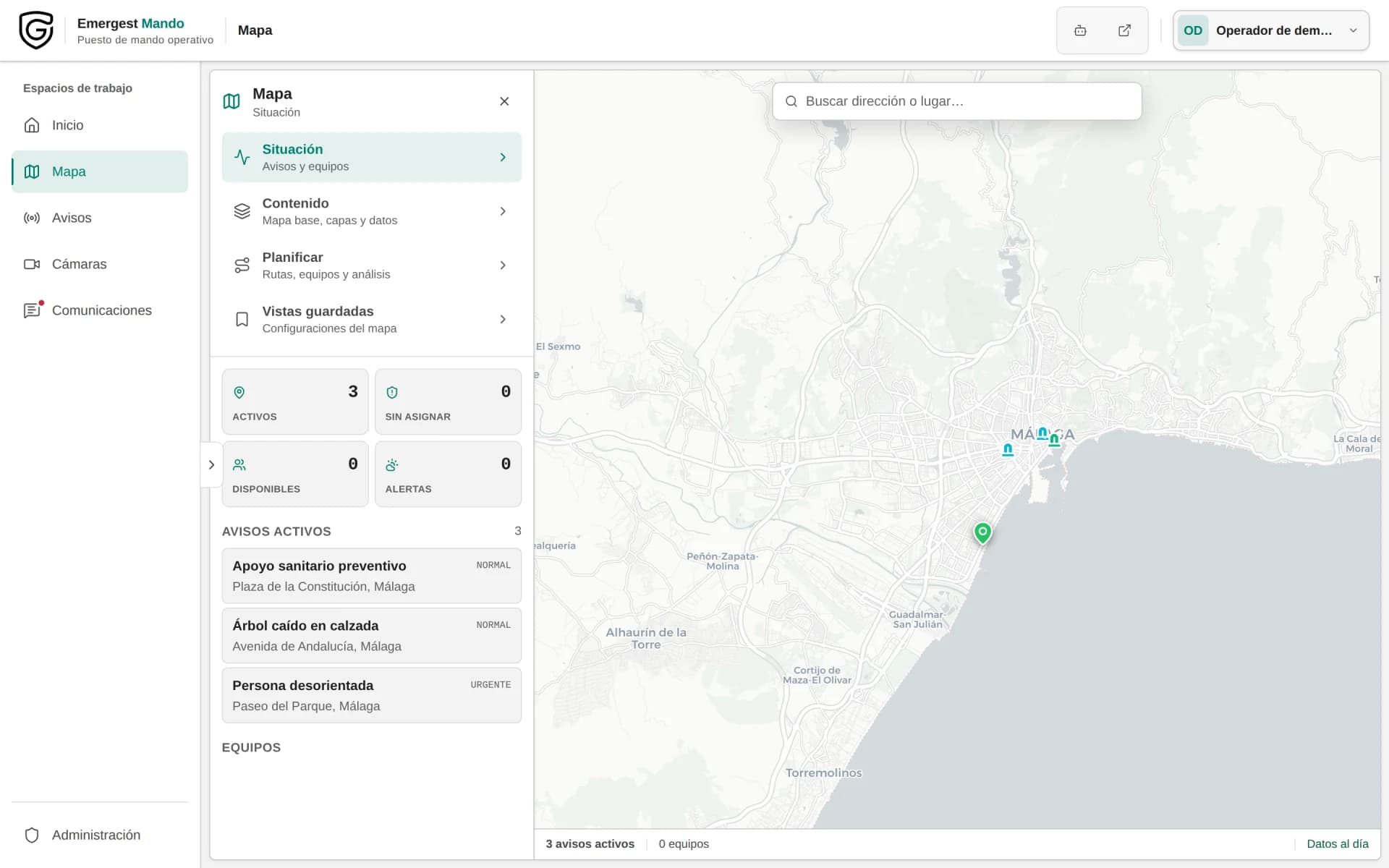Map view inside Emergest Mando