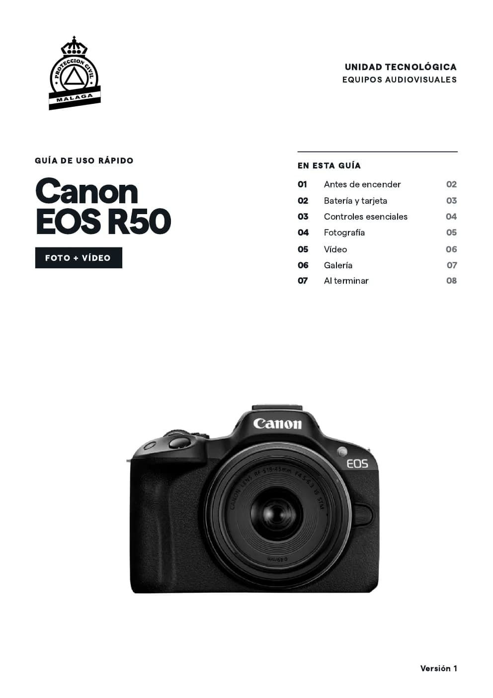 Canon EOS R50 quick guide, page 1 of 8